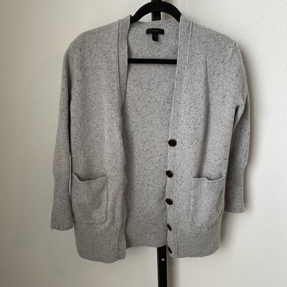 J Crew 100% Wool Grey Button Cardigan Size XS - Picture 1 of 4